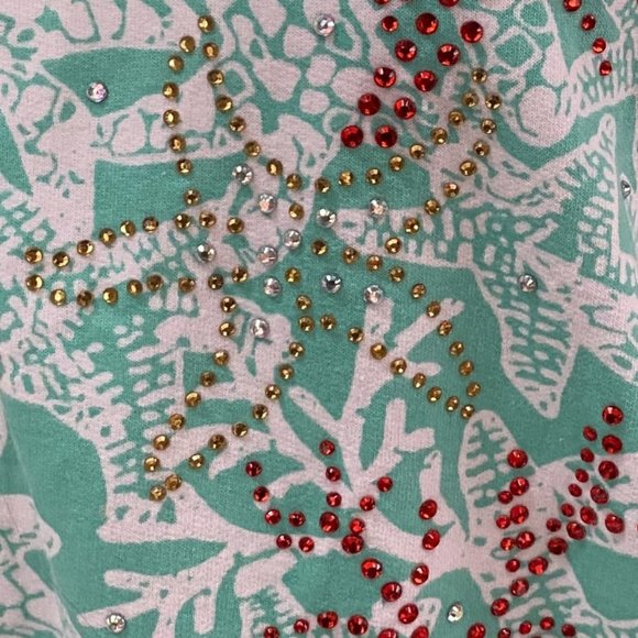 Quacker Factory Coastal Beach Starfish Rhinestone Zip Coverup Lounge Hoodie-2X - Picture 4 of 16